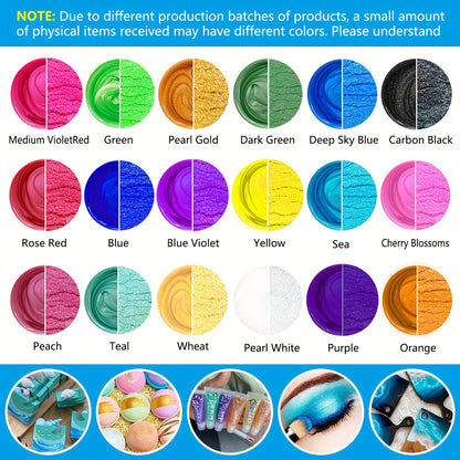 18 pigments de résine époxy nacrés colorés – Parfaits pour la fabrication de savon, la fabrication de bougies, le brillant à lèvres, les bombes de bain et plus encore ! 