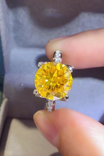 Bague en argent sterling 925 moissanite 5 carats en jaune banane