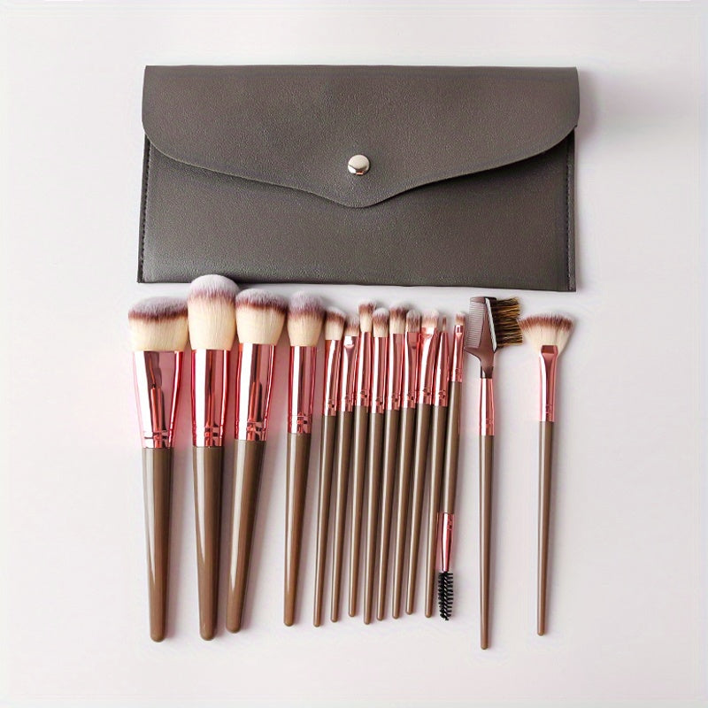 15-Piece Professional Makeup Brush Set: Perfect for Foundation, Eyelash, Eyebrow, and Eyeshadow Cosmetics!