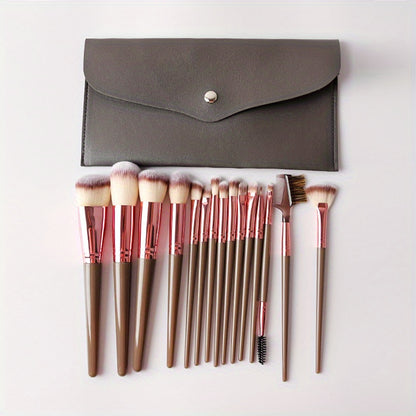 15-Piece Professional Makeup Brush Set: Perfect for Foundation, Eyelash, Eyebrow, and Eyeshadow Cosmetics!