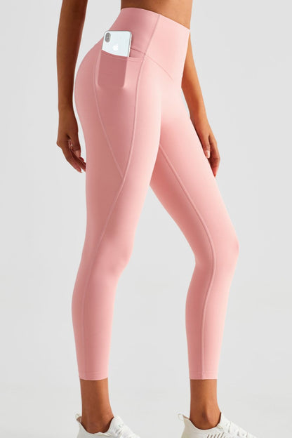 Wide Waistband Sports Leggings with Pockets