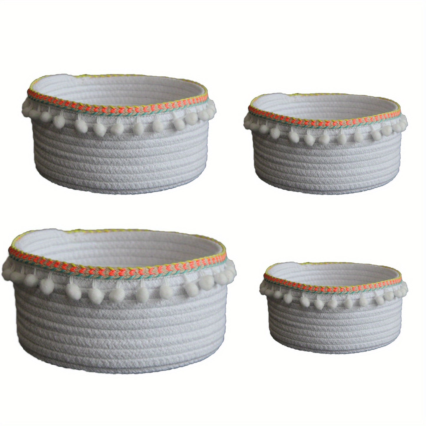 4pcs/set Cotton Rope Woven Ball Storage Basket