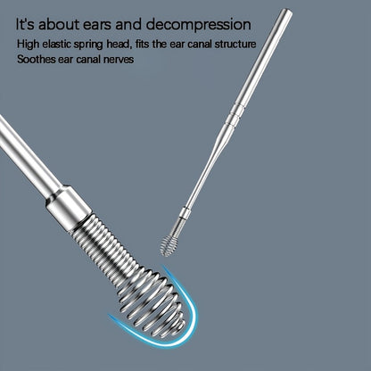 Ensemble de dissolvant de cérumen en acier inoxydable, spirale collecteur de cérumen, cure-oreille tournant, cuillère de nettoyage d'oreille, ensemble d'outils de nettoyage d'oreille 6 pièces 