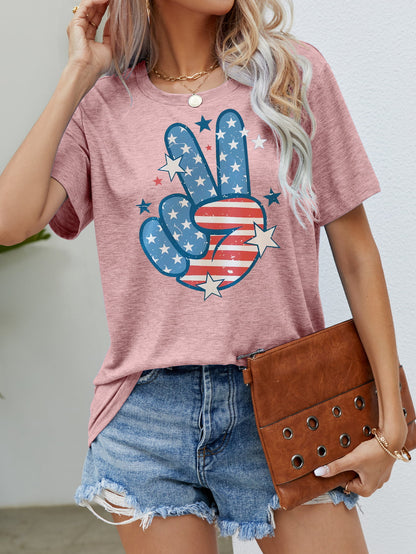 US Flag Peace Sign Hand Graphic Tee