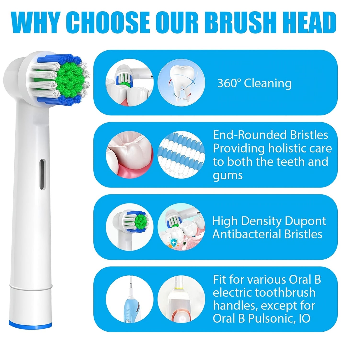 20 pcs Professional Electric Toothbrush Heads - Replacement Brush Heads for Pro 500/1000/1500/3000/3757/5000/7000/7500/8000 - Enhance Oral Health and Gum Care