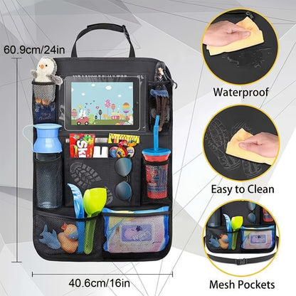 1pc Car Seat Organizer with Touch Screen Tablet Holder for Kids and Toddlers - Perfect for Road Trips and Travel