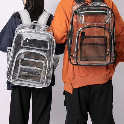 1pc Heavy Duty Clear Backpack: Perfect for School, Work, Stadiums, and Travel!