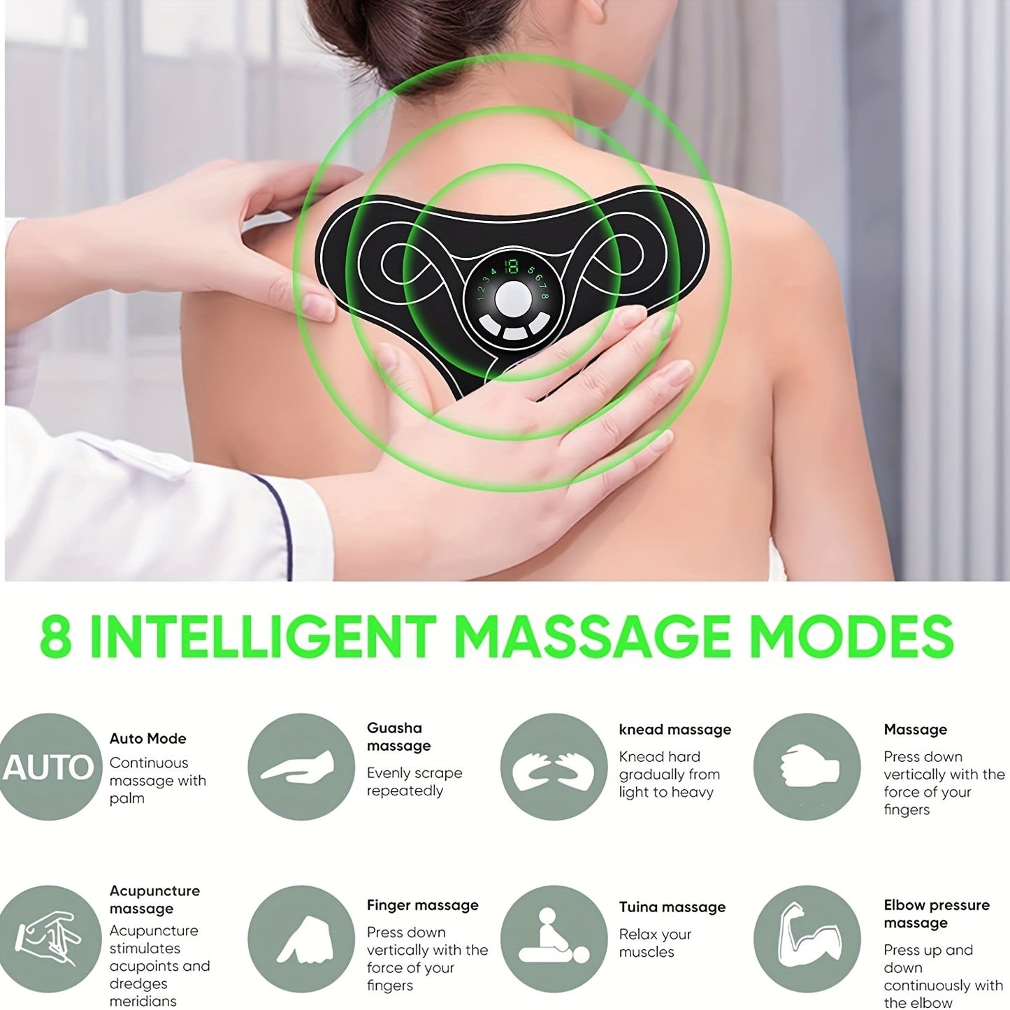 Wireless TENS & EMS Unit Back Pain Relief Massager, Intelligent Mini Neck And Back Massager, Electromagnetic Shaper Massager For Back Shoulder Leg Neck Pain Relief