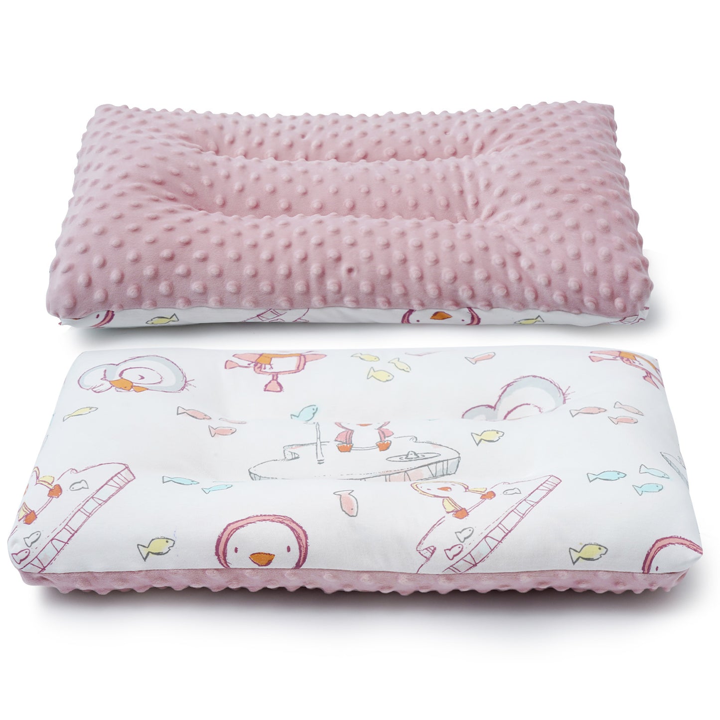 Super Soft & Ergonomic Baby Pillow - Double Sided Cotton & Fabric, Machine Washable