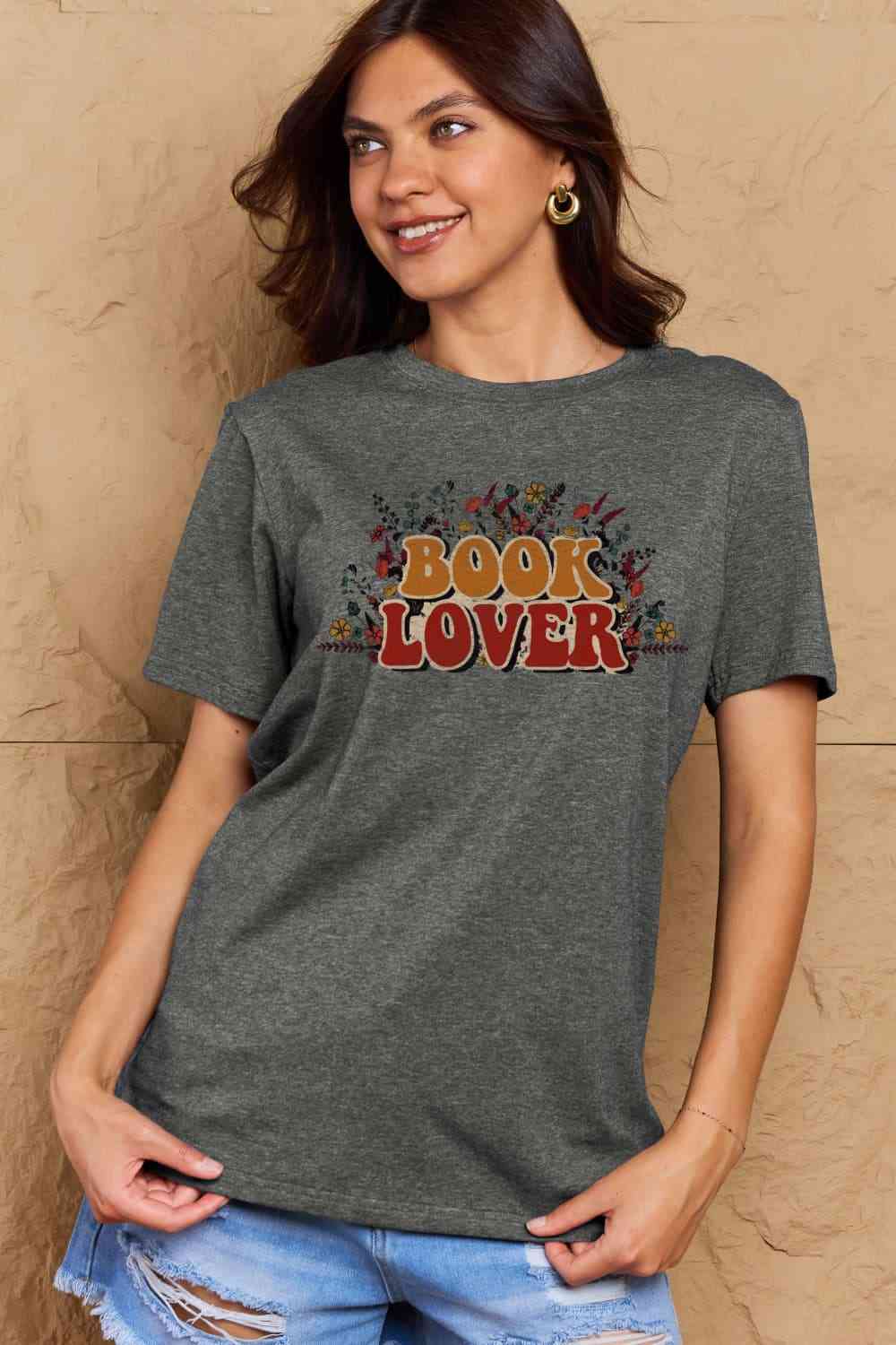 Simply Love T-shirt en coton graphique pleine taille BOOK LOVER