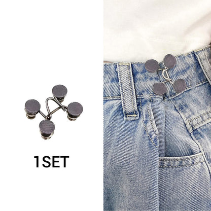 1 Set Of Pant Waist Tightener Instant Jean Buttons For Loose Jeans Pants Clips For Waist Detachable Jean Buttons Pins No Sewing Waistband Tightener