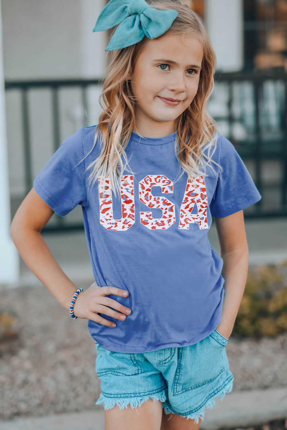 Girls USA Leopard Graphic Tee