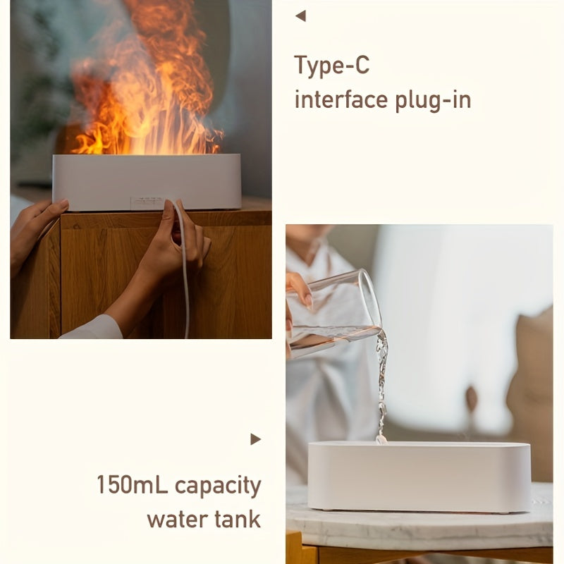 USB Flame Aromatherapy Machine, 150ml Seven-color Flame Humidifier, Timing Function, Water Deficiency Automatic Power Off