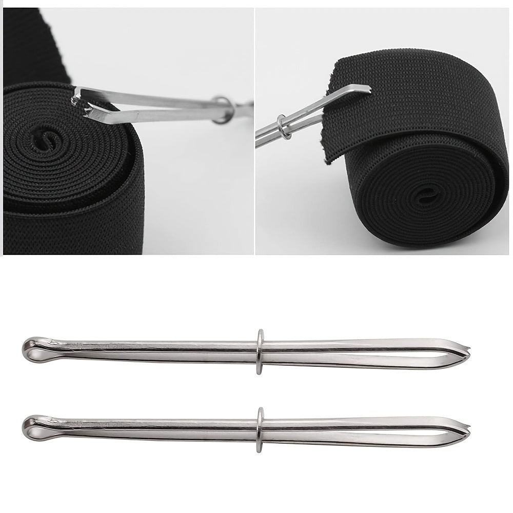 2pcs Elastic Clip Wearing Tool - DIY Belt Guide Needle for Sewing Trousers & More!