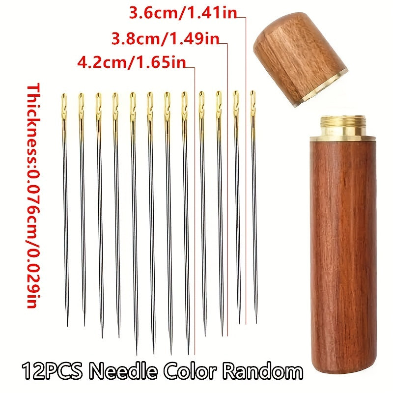 12pcs Hand Sewing Needles with Storage Box - Perfect for Apparel DIY and Threading!