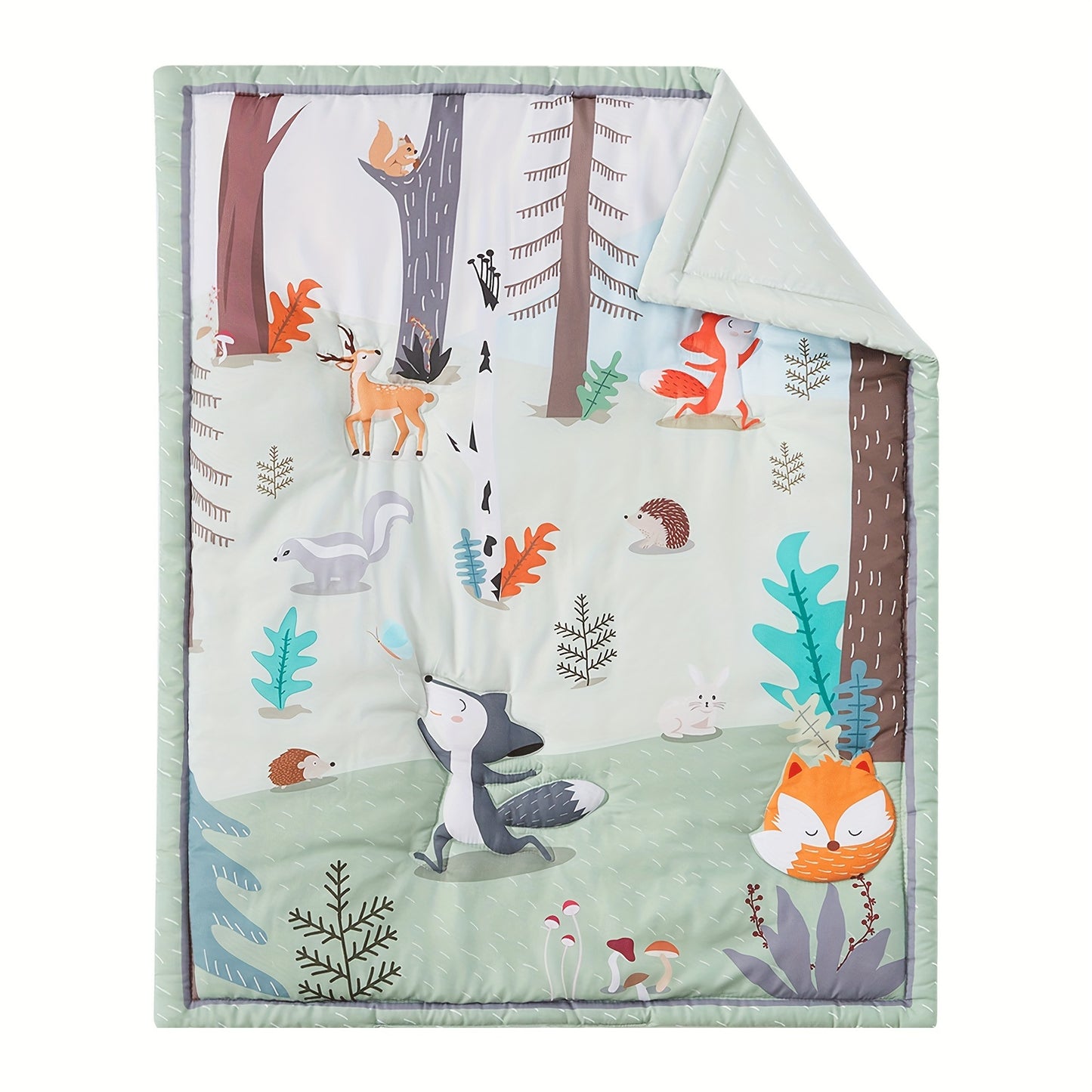 Woodland Animal Nursery Bedding Set   3-Piece Crib Bedding Set For Boys Girls, Soft Baby Bedding Set Including Blanket, Crib Skirt & Crib Sheets, Woodland Animal Nursery Bedding Set