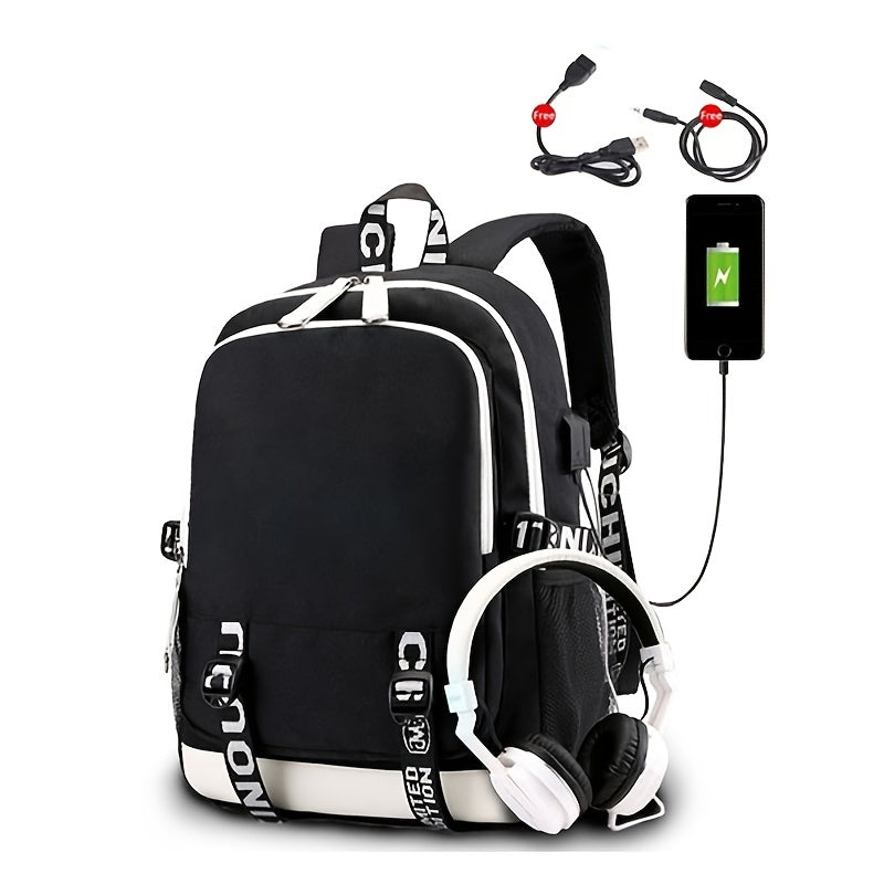 2022 Explosive King & Queen Street Print Backpack: USB Rechargeable Leisure School Bag for Youth