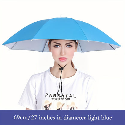 Stay Protected from the Elements with this Lightweight Hat Umbrella - 27in/69cm Diameter, Dual-use for Rain or Shine!