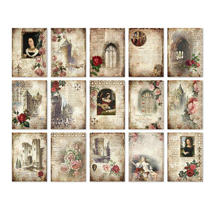 30pcs of Vintage Flower Character Scrapbook Paper - Perfect for Crafting & Hand Accounts!