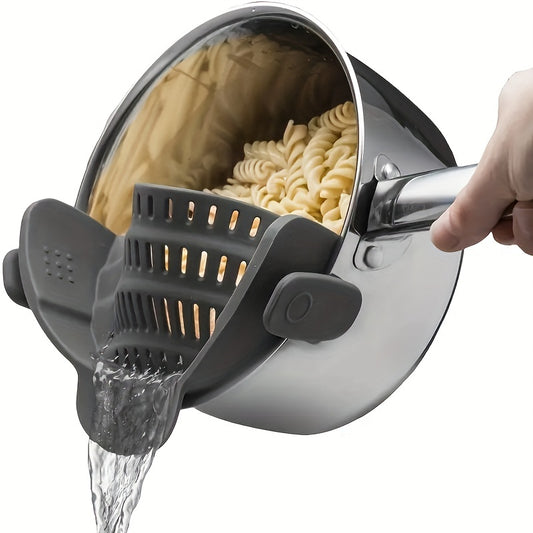 1pc Kitchen PC Silicone Pot Strainer And Pasta Strainer, Adjustable Silicone Clip On Strainer For Pots, Pans, And Bowls, Kitchen Gadgets