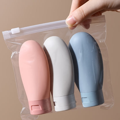 3 pcs Refillable Silicone Travel Bottles Set - Leak Proof and Squeezable for Shampoo, Lotion, and Toiletries - Perfect for Carry On and On-the-Go Use