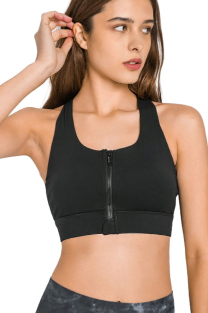 Soutien-gorge de sport zippé à dos nageur