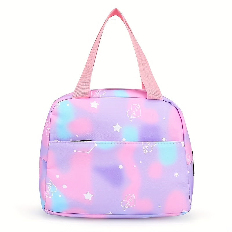 3Pcs Kawaii Backpack Set, Tie Dye Cartoon Pattern School Bag With Lunch Box Bag & Pencil Case