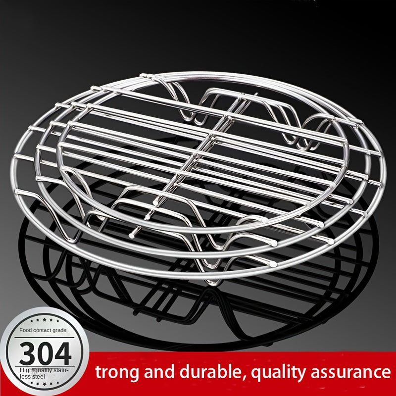 Upgrade Your Cooking with this 304 Stainless Steel Steaming Rack - Single-Layer Grill Grid Heat-Resistant & Easy To Use!