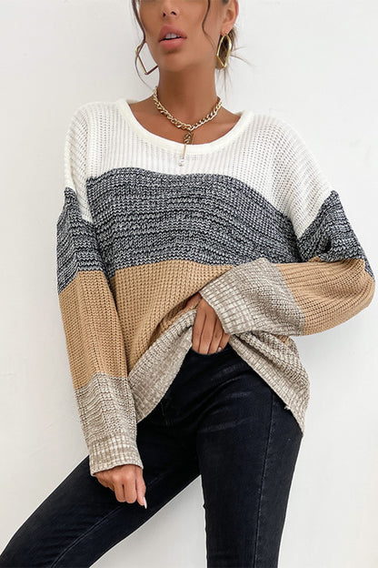 Striped Round Neck Long Sleeve Sweater