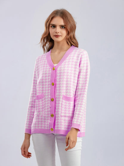 Houndstooth Button Down Cardigan