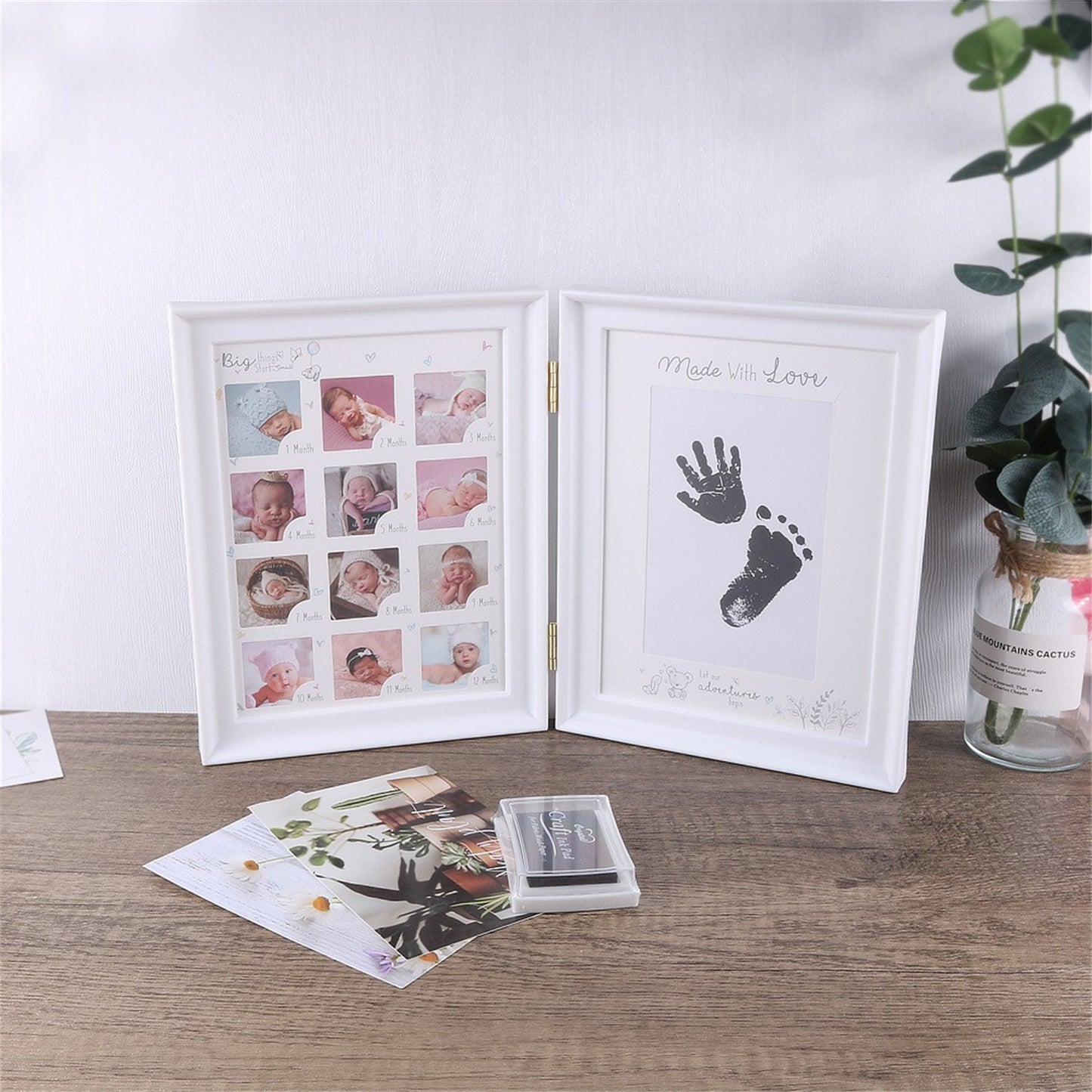 100 Days Anniversary Table Filler Photo Frame - Capture Your Newborn's Hand & Foot Prints!