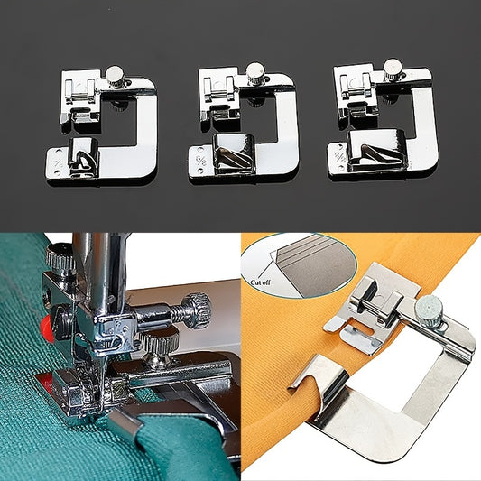 3pcs Wide Rolled Hem Presser Foot Set for Singer, Brother, Babylock, Euro-Pro, Janome Low Shank Sewing Machines - Easily Create Professional Quality Hemming