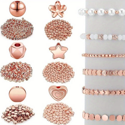 600pcs/pack Golden Spacer Beads Set - Perfect for Bracelets, Earrings & Necklaces!