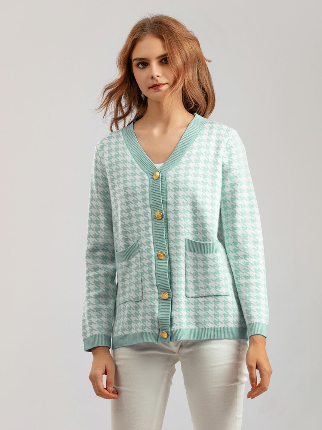 Houndstooth Button Down Cardigan