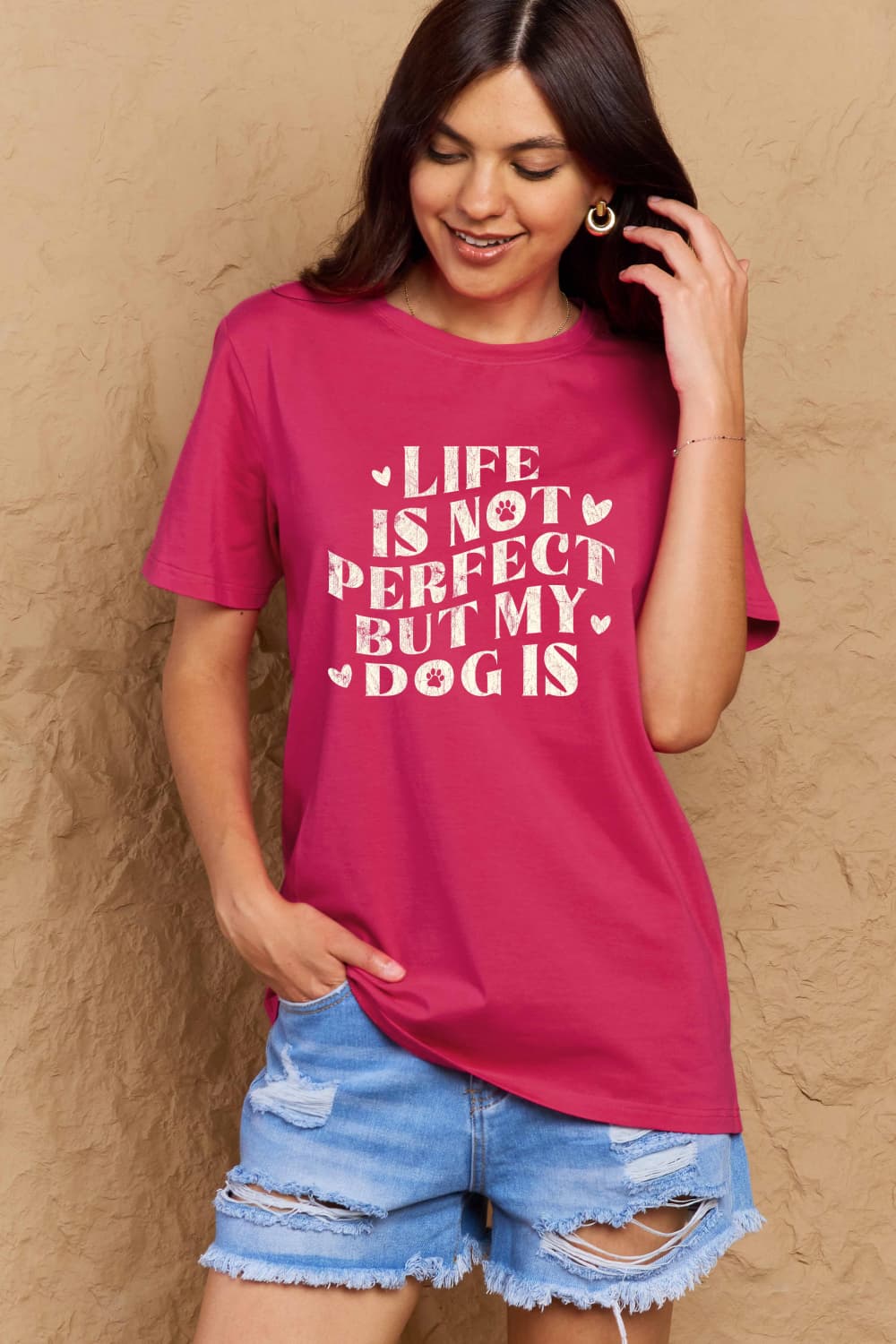 Simply Love Full Size Dog Slogan Graphic Cotton T-Shirt