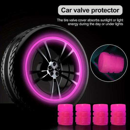 Upgrade Your Vehicle with These 4pcs Colorful Glowing Tire Valve Caps!