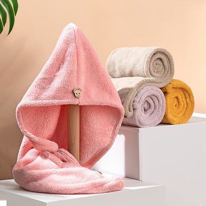 2pcs  Super Absorbent Turban Hair Towel Thicken Dry Hair Hat With Button Dry Hair Hat Bathing Accessories