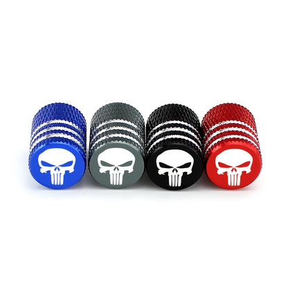 4Pcs/Set Car Tire Valve Stems Cap - Stylish Skull Design - Dustproof Aluminum Caps