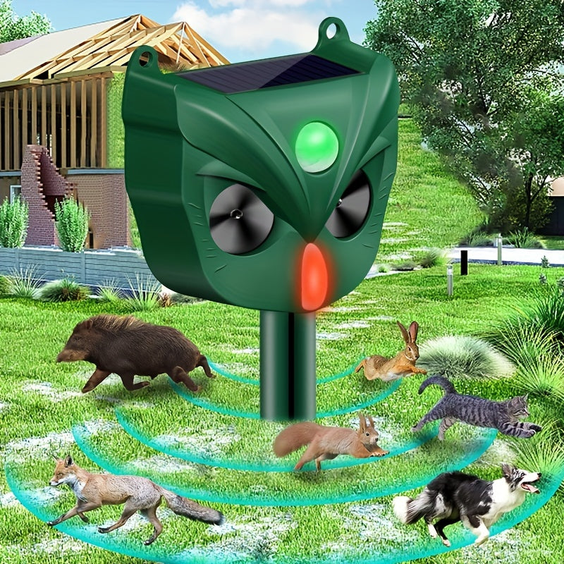 Ultrasonic Animal Repeller, Solar Waterproof Animal Deterrent With Motion Sensor And LED Flashing Light For Outdoor Yard Garden Farm Deter Cat, Squirrel, Bird, Dog, Raccoon, Coyote, Skunk