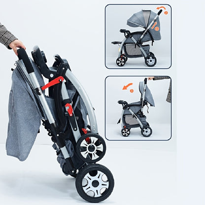 The Ultimate Four-Season Baby Stroller: Foldable, Reclining, and Large Space for Comfort!