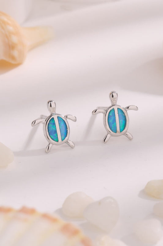 Boucles d'oreilles à tige en argent sterling 925 avec tortue opale