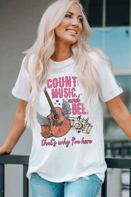 Camiseta cuello redondo MÚSICA COUNTRY Y CERVEZA