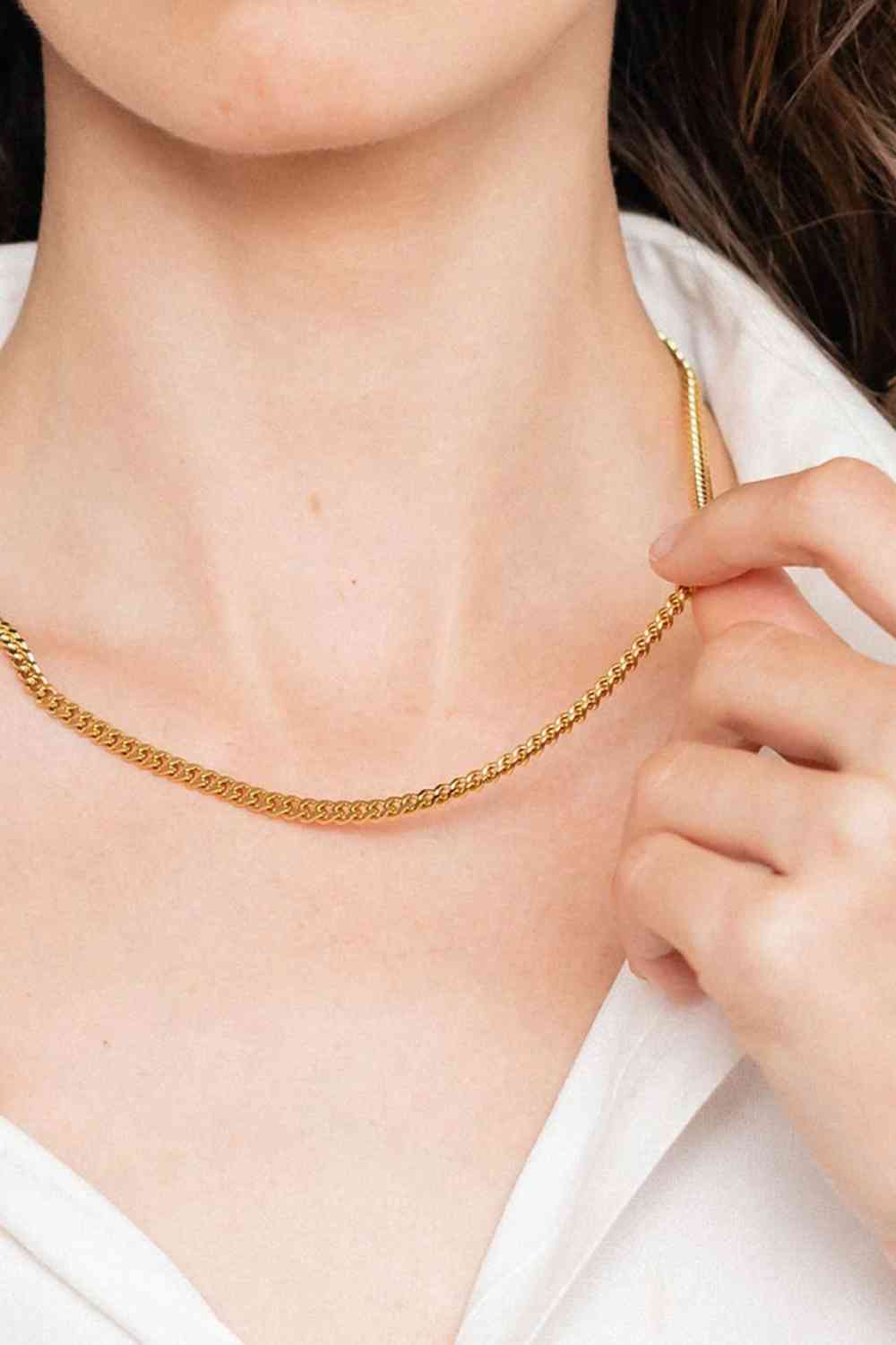 18K Gold Plated Curb Chain Necklace