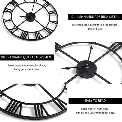 Stylish Wall Clock for Nursery Room - 40/15.74'' & 50/19.68'' Diameter, Creative Iron Craft Decor