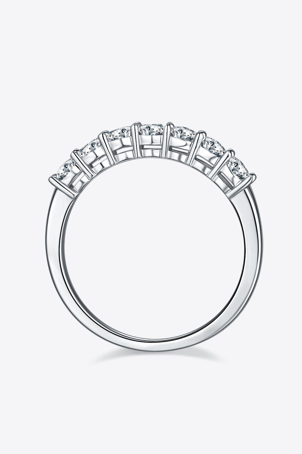 Bague demi-éternité plaquée platine moissanite