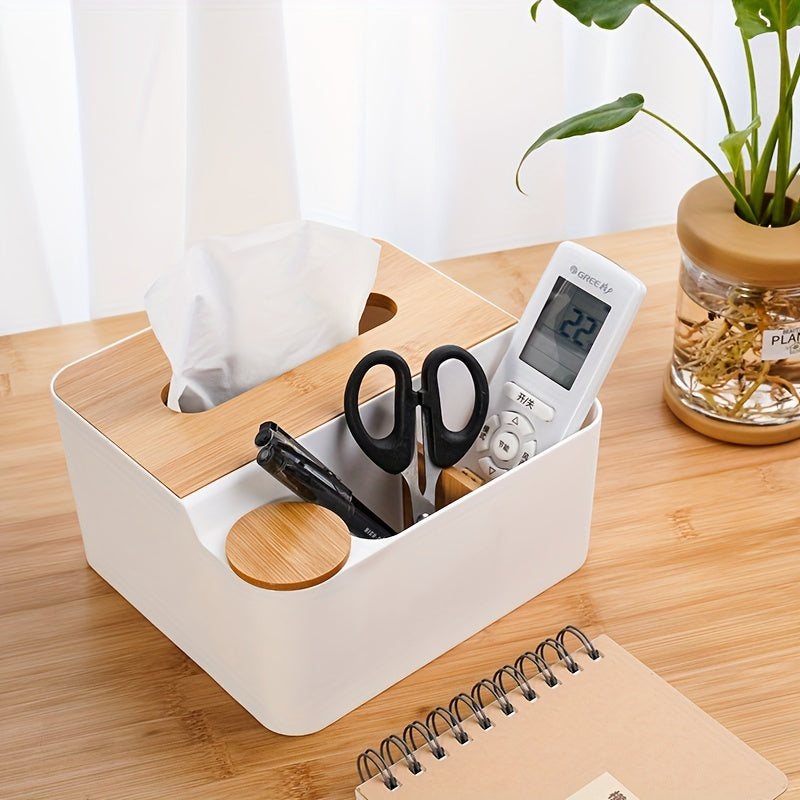 Boîte à mouchoirs avec couvercle en bois, tiroir à papier toilette, porte-mouchoirs Transparent pour salon, boîte de rangement de bureau 1 pièce 