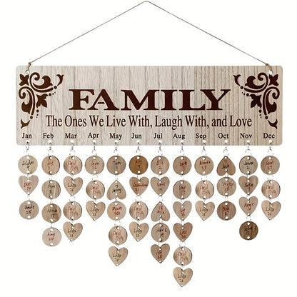 100 Wooden Labels: DIY Wooden Family Birthday Board - Perfect Gift for Mom & Grandma - Wall-Mounted Birthday Reminder Sign for Decoration