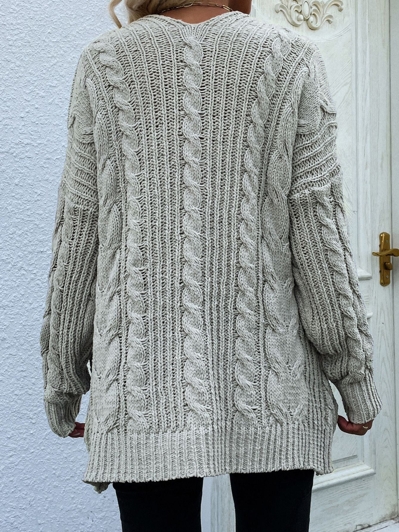 Cardigan ouvert sur le devant en tricot torsadé avec poches avant