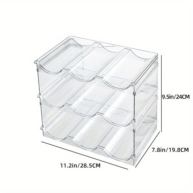 3-Bottle Stackable Water Bottle Organizer - Clear Storage Holder for Kitchen Cabinet, Countertop, Fridge & Pantry