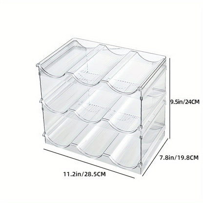 3-Bottle Stackable Water Bottle Organizer - Clear Storage Holder for Kitchen Cabinet, Countertop, Fridge & Pantry